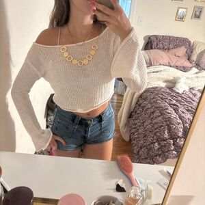 Princess Polly Cream Off-Shoulder Sweater